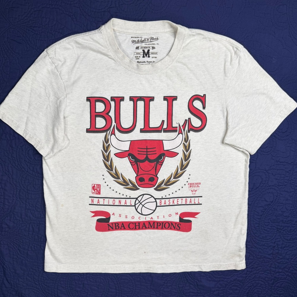 Mitchell & Ness Chicago Bulls NBA Champions Kids T-Shirt Gray Medium HWC Graphic